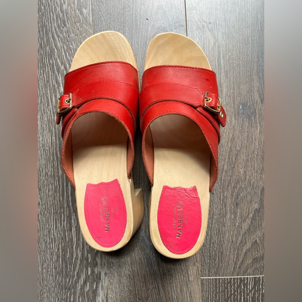 Swedish Hasbeens Red Platform Slides - Size 9 (40)